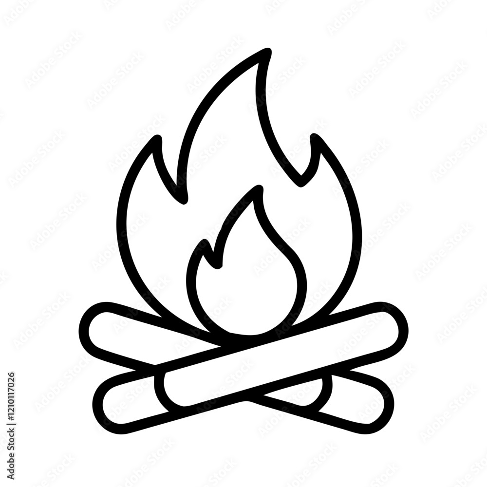campfire icon, campfire line art - simple line art of campfire, perfect for campfire logos and icons campfire icon, campfire line art - simple line art of campfire, perfect for campfire logos and icons