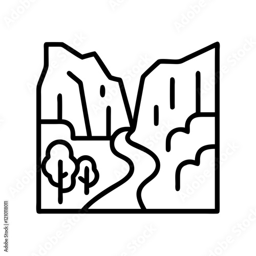 canyon icon, canyon line art - simple line art of canyon, perfect for canyon logos and icons