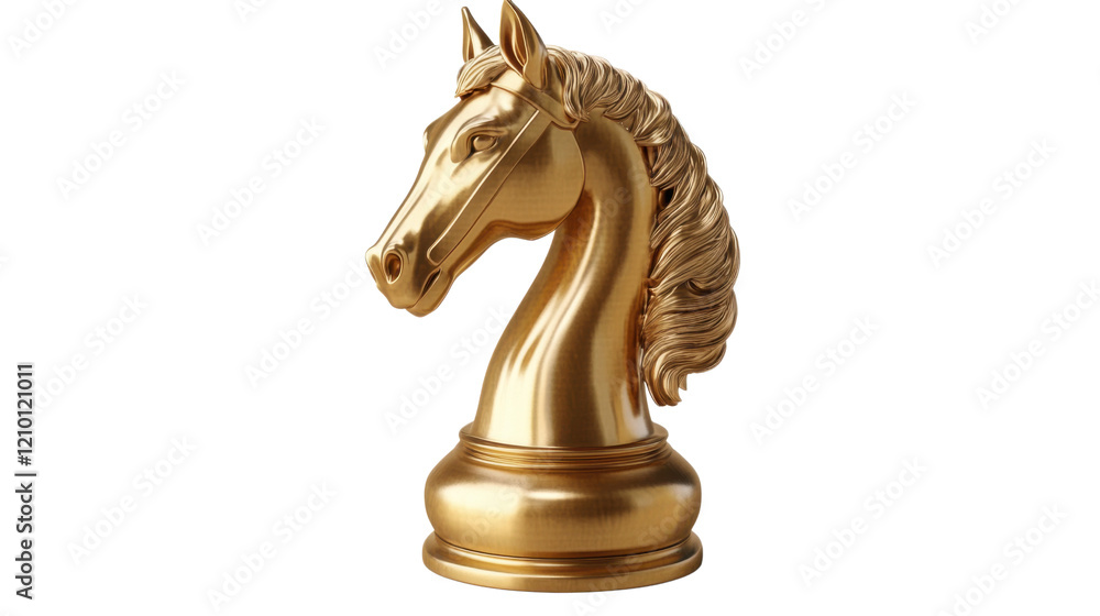 Golden knight horse chess piece isolated on white background Golden knight horse chess piece isolated on white background