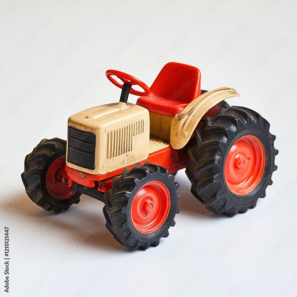 Obraz premium Detailed toy tractor with bright red wheels ideal for imaginative play and collection