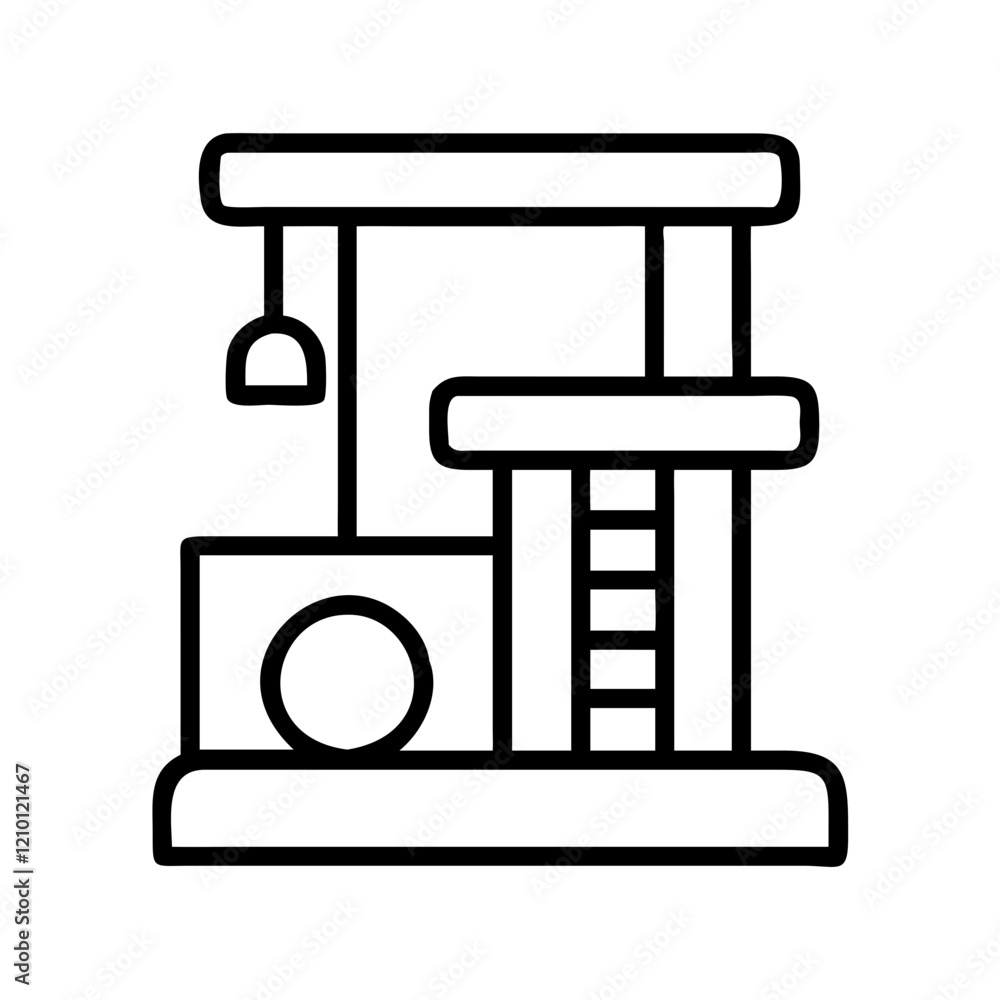 cat tree icon, cat tree line art - simple line art of cat tree, perfect for cat tree logos and icons cat tree icon, cat tree line art - simple line art of cat tree, perfect for cat tree logos and icons
