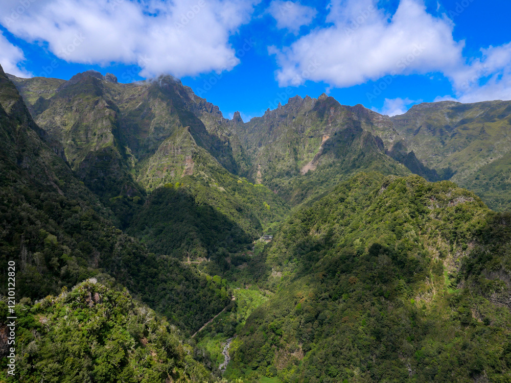 View of the Ribeira da Metade valley from the Balcões viewpoint. View of the Ribeira da Metade valley from the Balcões viewpoint.