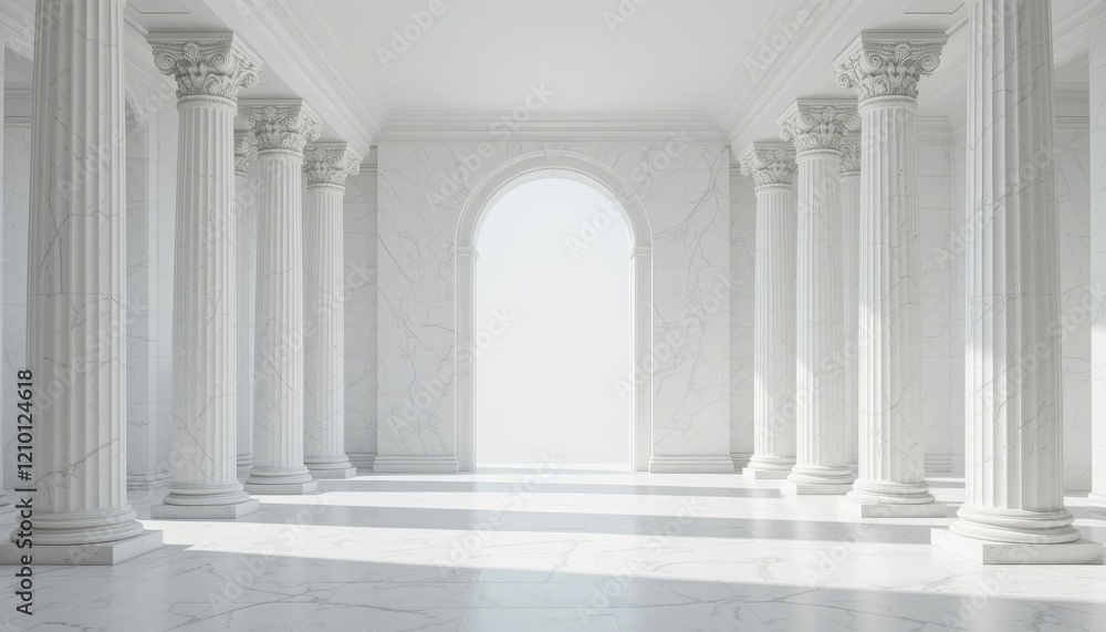 Grand Marble Hallway with Ionic Columns and Archway: Architecture, Interior Design, Classical Style, Luxury, Elegance Grand Marble Hallway with Ionic Columns and Archway: Architecture, Interior Design, Classical Style, Luxury, Elegance