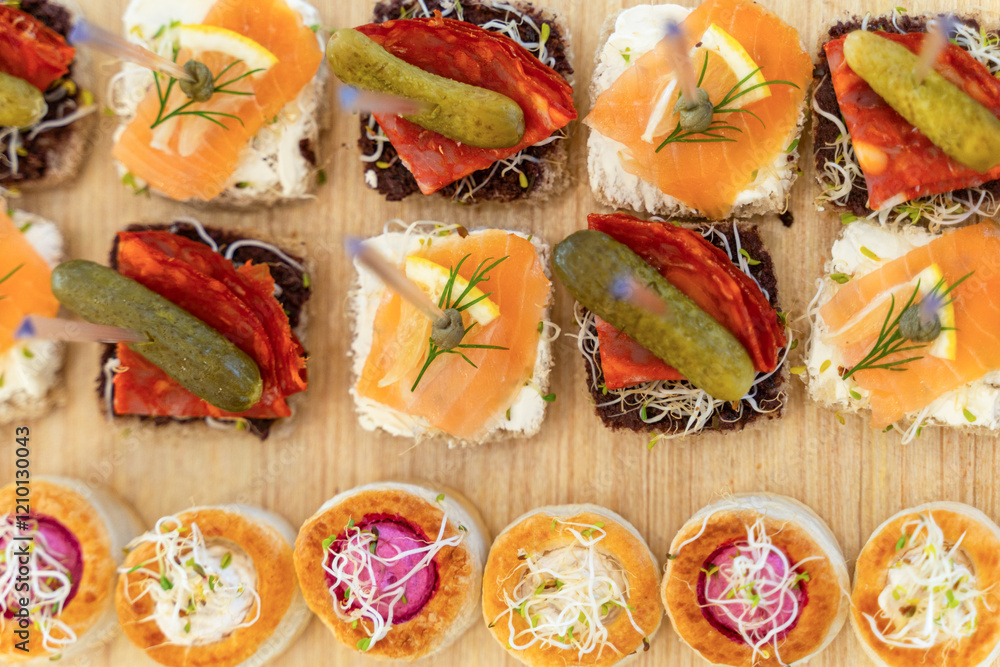 Catering food served on the table.
