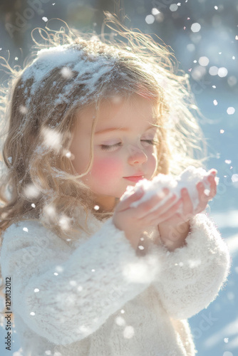 Children playing with snow photo