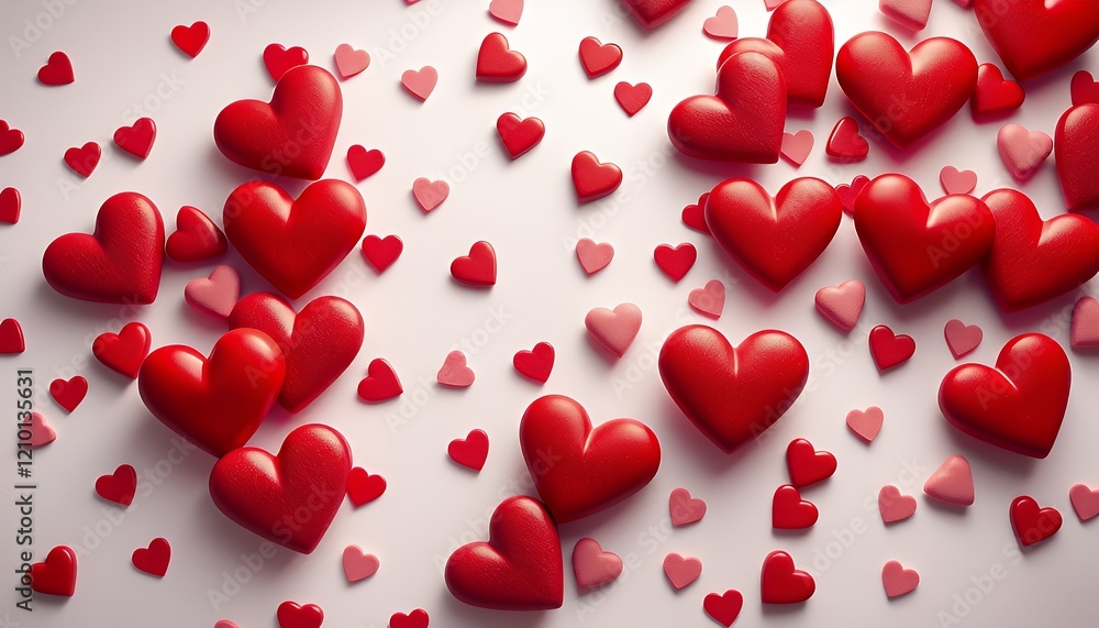 Red and Pink Hearts on White Background for Valentine's Day Red and Pink Hearts on White Background for Valentine's Day