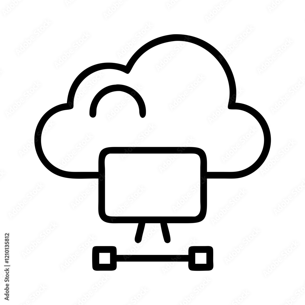 cloud computing icon, cloud computing line art - simple line art of cloud computing, perfect for cloud computing logos and icons cloud computing icon, cloud computing line art - simple line art of cloud computing, perfect for cloud computing logos and icons