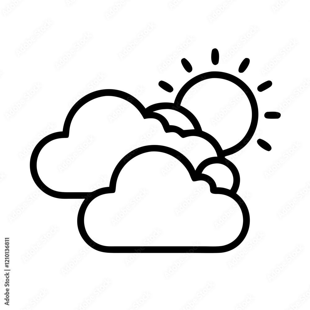 cloudy sky icon, cloudy sky line art - simple line art of cloudy sky, perfect for cloudy sky logos and icons cloudy sky icon, cloudy sky line art - simple line art of cloudy sky, perfect for cloudy sky logos and icons