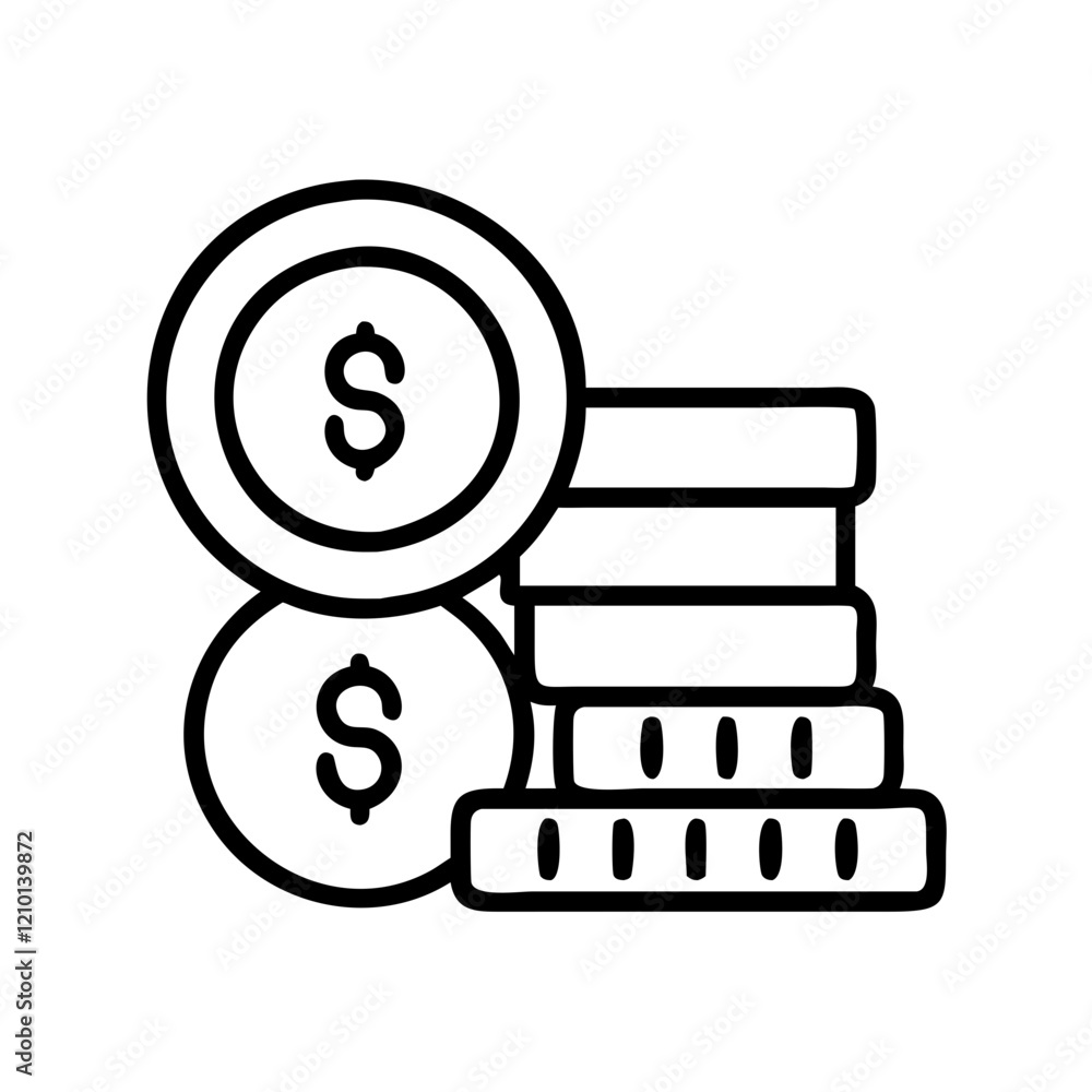 coins stack icon, coins stack line art - simple line art of coins stack, perfect for coins stack logos and icons coins stack icon, coins stack line art - simple line art of coins stack, perfect for coins stack logos and icons