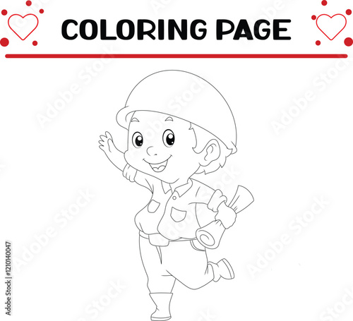 happy foreman is waving hand coloring page for kids