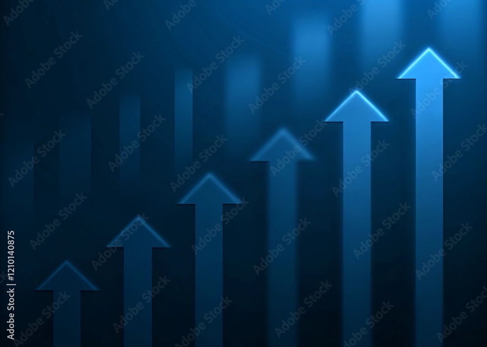 Arrow graph on blue background. Business success and financial growth concept. Arrow graph on blue background. Business success and financial growth concept.