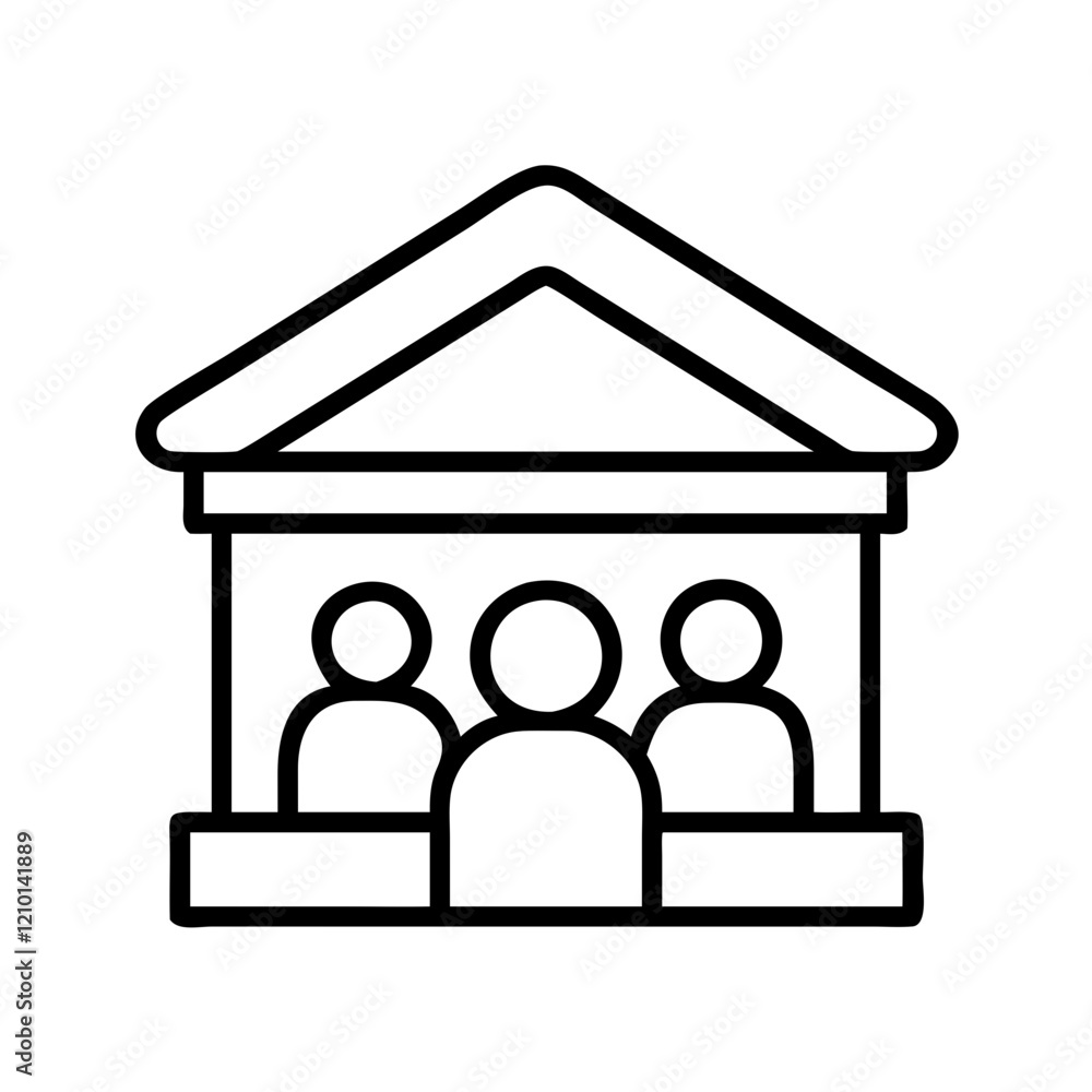 community center icon, community center line art - simple line art of community center, perfect for community center logos and icons community center icon, community center line art - simple line art of community center, perfect for community center logos and icons