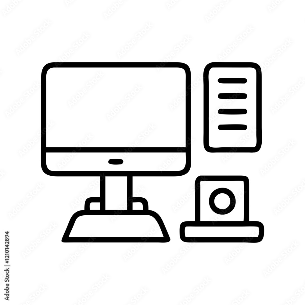 computer lab icon, computer lab line art - simple line art of computer lab, perfect for computer lab logos and icons computer lab icon, computer lab line art - simple line art of computer lab, perfect for computer lab logos and icons