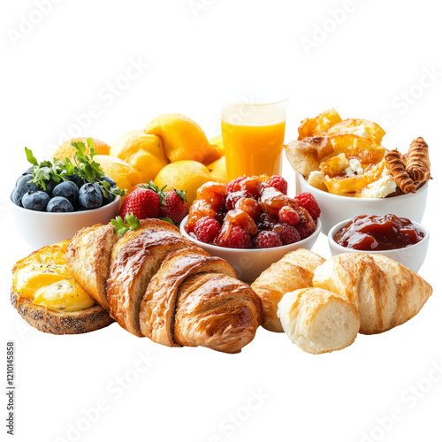 Fresh Breakfast Spread on Isolated Transparent Background
