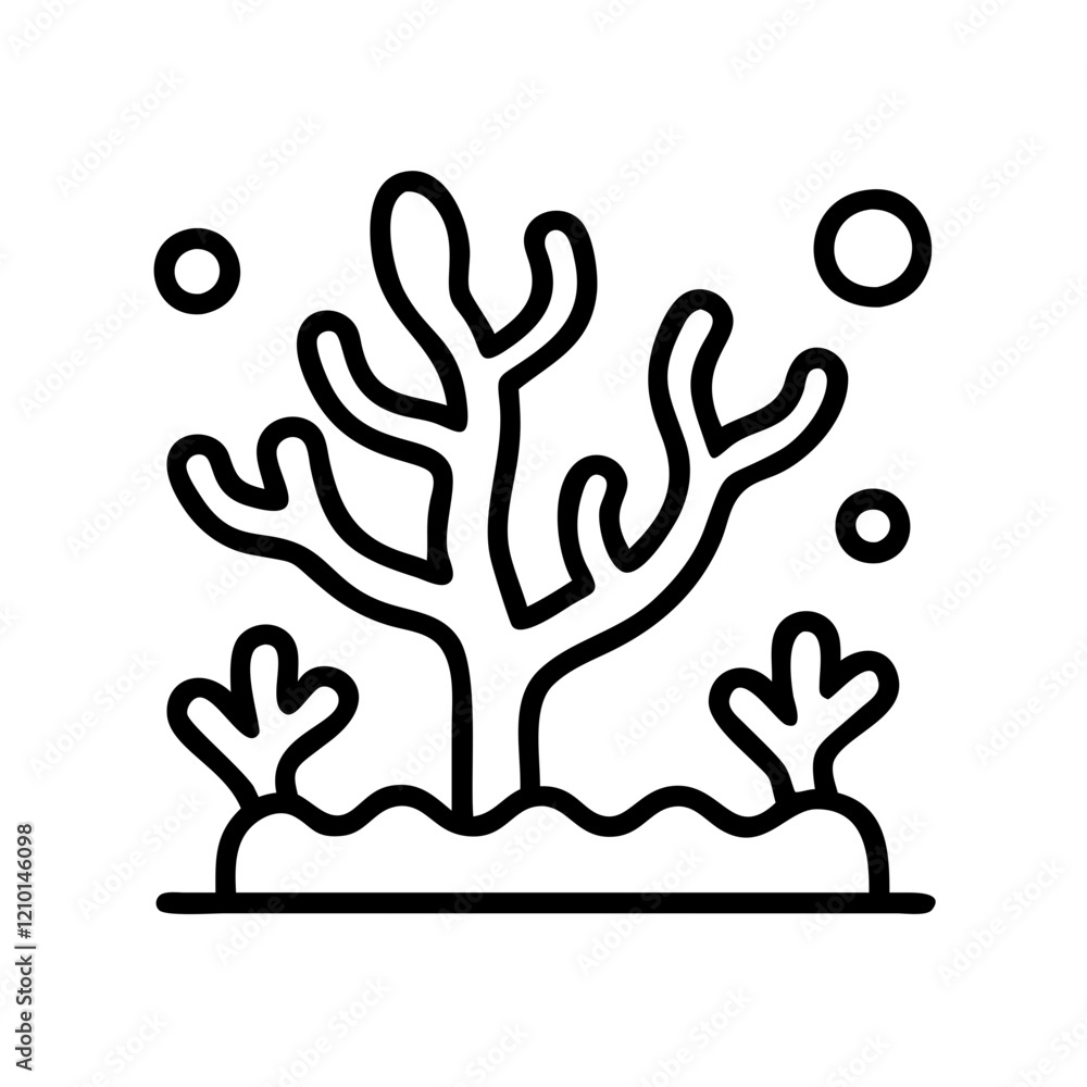 Obraz premium coral reef icon, coral reef line art - simple line art of coral reef, perfect for coral reef logos and icons