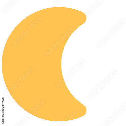 Simple Moon Icon.  Childish Yellow  Luna Icon Silhouette Element.  Baby Shower Day Greeting Card Element