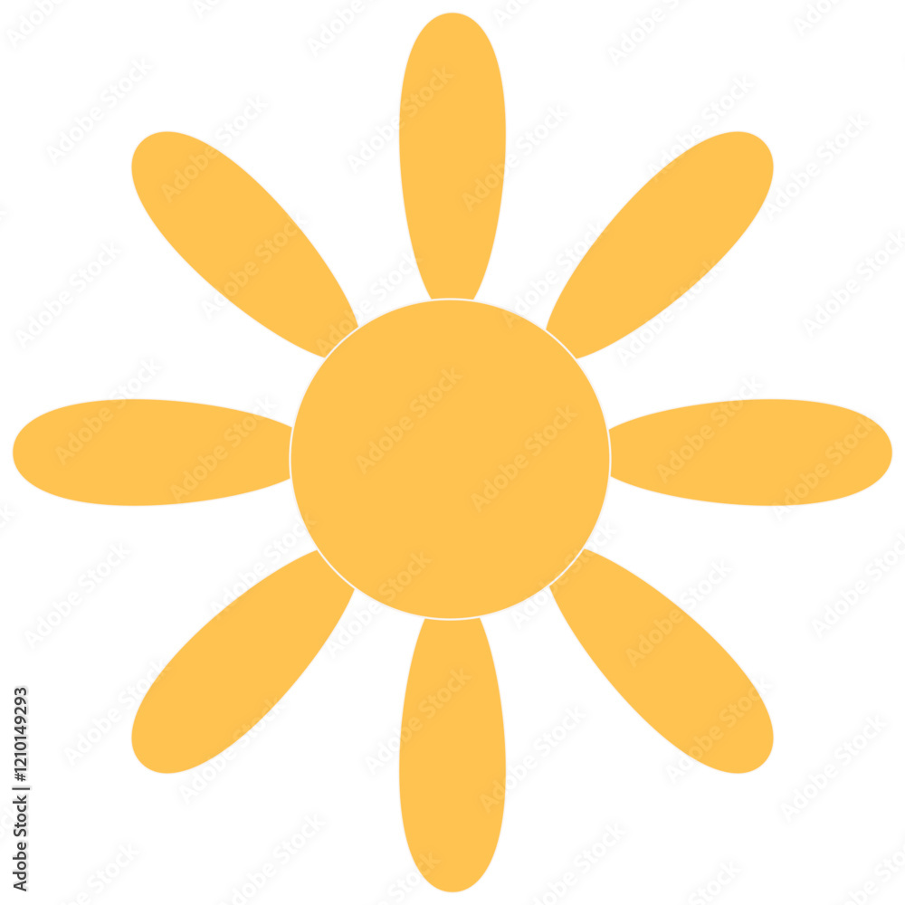 Simple Graphic Sun Icon. Summer Bright Sky Weather Symbol Decorative Element. Simple Graphic Sun Icon. Summer Bright Sky Weather Symbol Decorative Element.