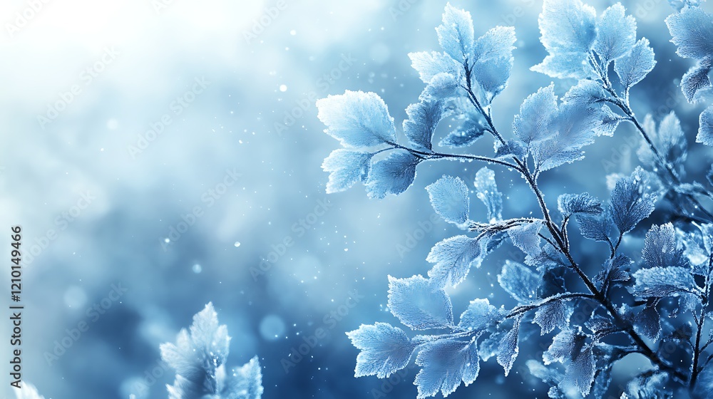 Winter's Embrace: Delicate frost-covered leaves on a branch, bathed in soft, ethereal light, capture the serene beauty of a winter landscape. Winter's Embrace: Delicate frost-covered leaves on a branch, bathed in soft, ethereal light, capture the serene beauty of a winter landscape.
