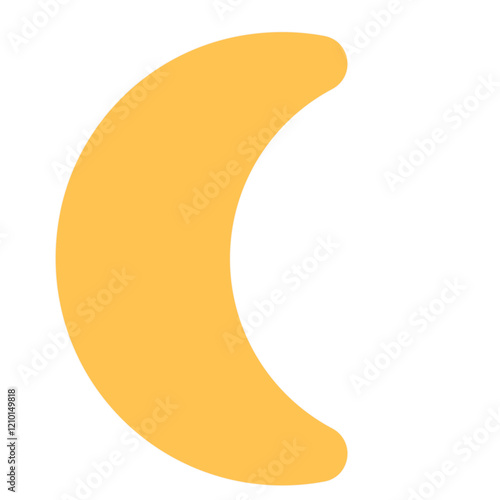 Simple Moon Icon.  Childish Yellow  Luna Icon Silhouette Element.  Baby Shower Day Greeting Card Element