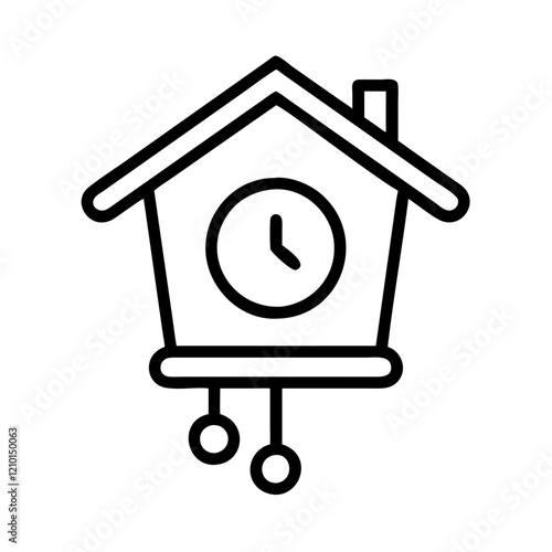 cuckoo clock icon, cuckoo clock line art - simple line art of cuckoo clock, perfect for cuckoo clock logos and icons photo