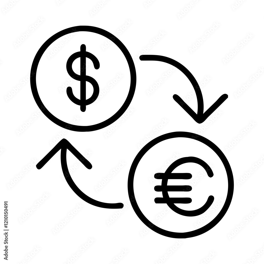 currency exchange icon, currency exchange line art - simple line art of currency exchange, perfect for currency exchange logos and icons currency exchange icon, currency exchange line art - simple line art of currency exchange, perfect for currency exchange logos and icons