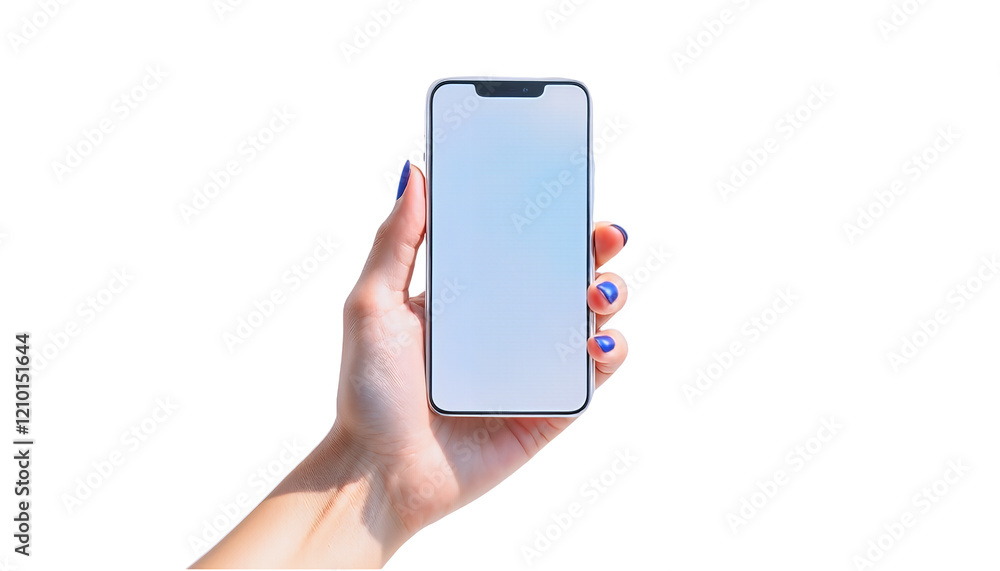Modern Smartphone Held in Hand, Ready for Mockups Modern Smartphone Held in Hand, Ready for Mockups