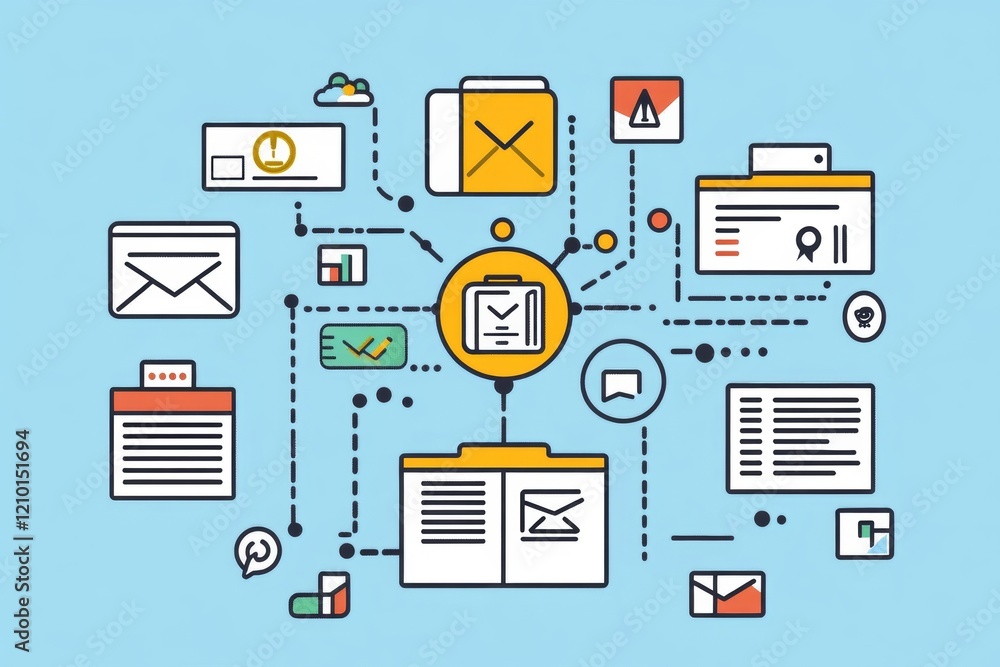 ERP, document management concept with icons on virtual screen, Generative AI ERP, document management concept with icons on virtual screen, Generative AI
