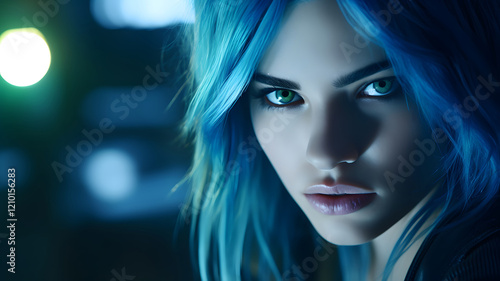 Wallpaper Mural "Mysterious Woman with Blue Hair" Torontodigital.ca