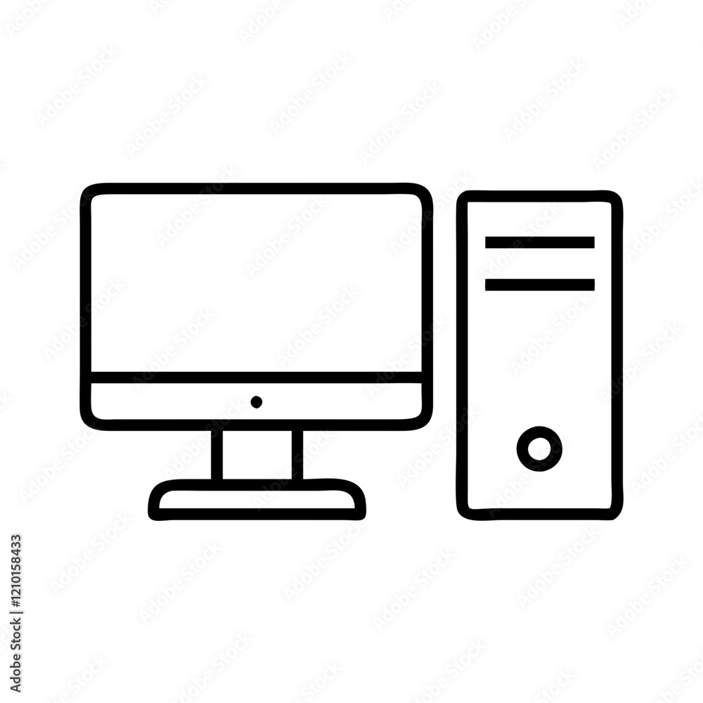 desktop computer icon, desktop computer line art - simple line art of desktop computer, perfect for desktop computer logos and icons desktop computer icon, desktop computer line art - simple line art of desktop computer, perfect for desktop computer logos and icons