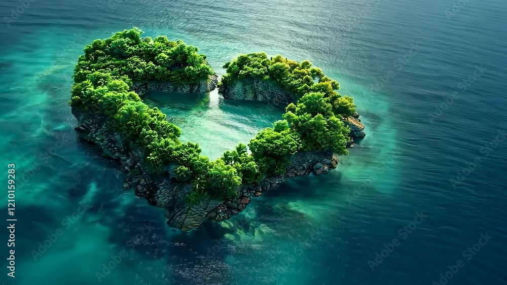 Heart-Shaped Tropical Island Surrounded by Crystal Blue Ocean
Heart-Shaped Tropical Island Surrounded by Crystal Blue Ocean