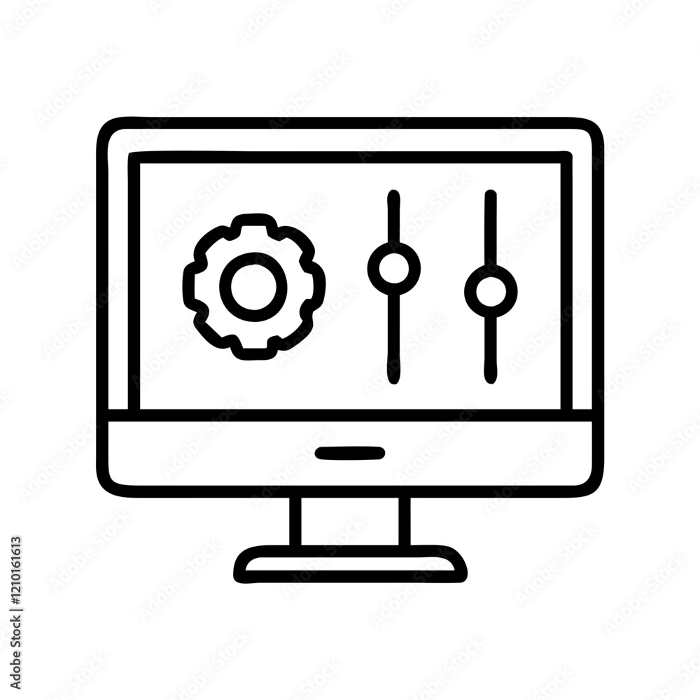 display settings icon, display settings line art - simple line art of display settings, perfect for display settings logos and icons display settings icon, display settings line art - simple line art of display settings, perfect for display settings logos and icons