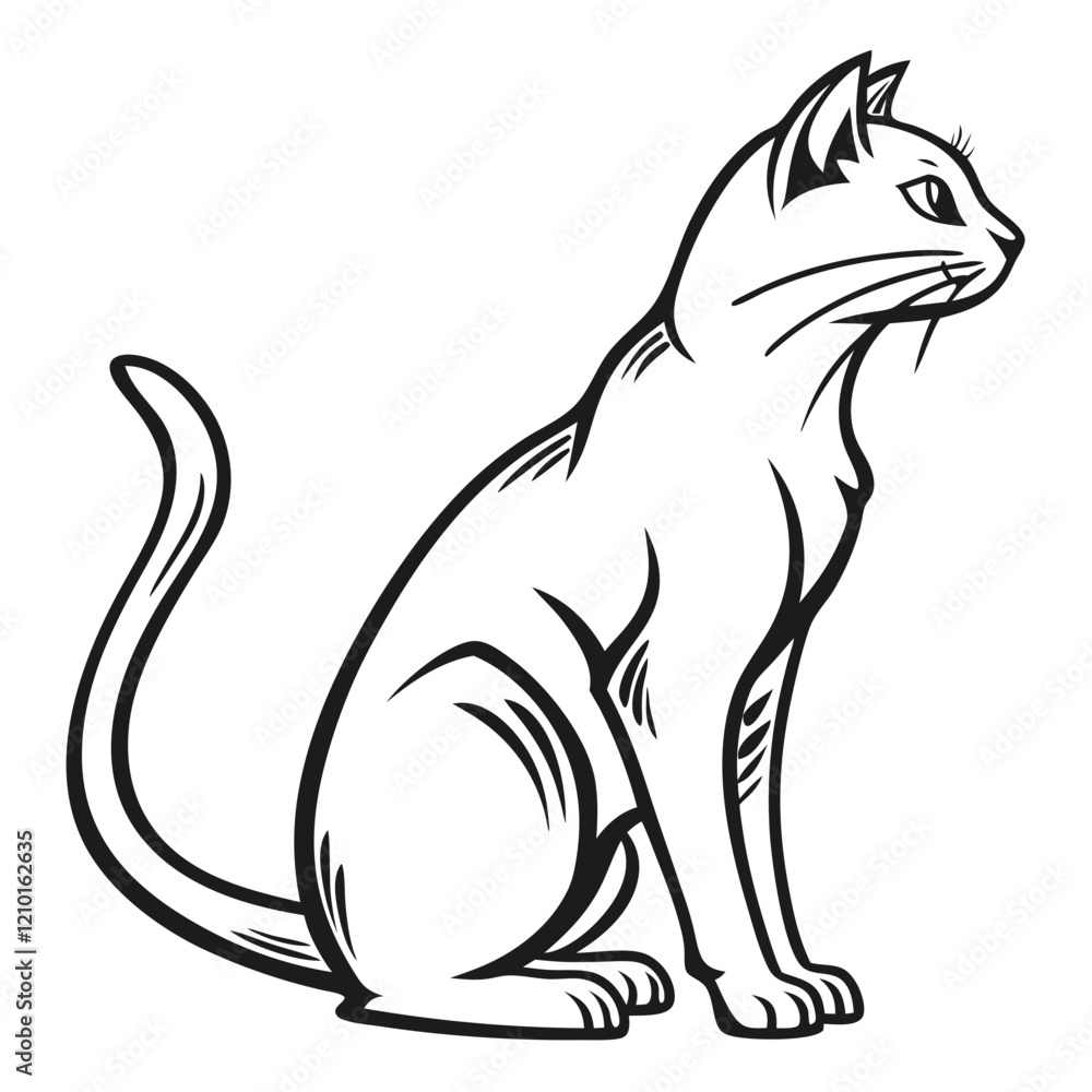 Fototapeta premium cat logo, black outline vector graphic transparent background