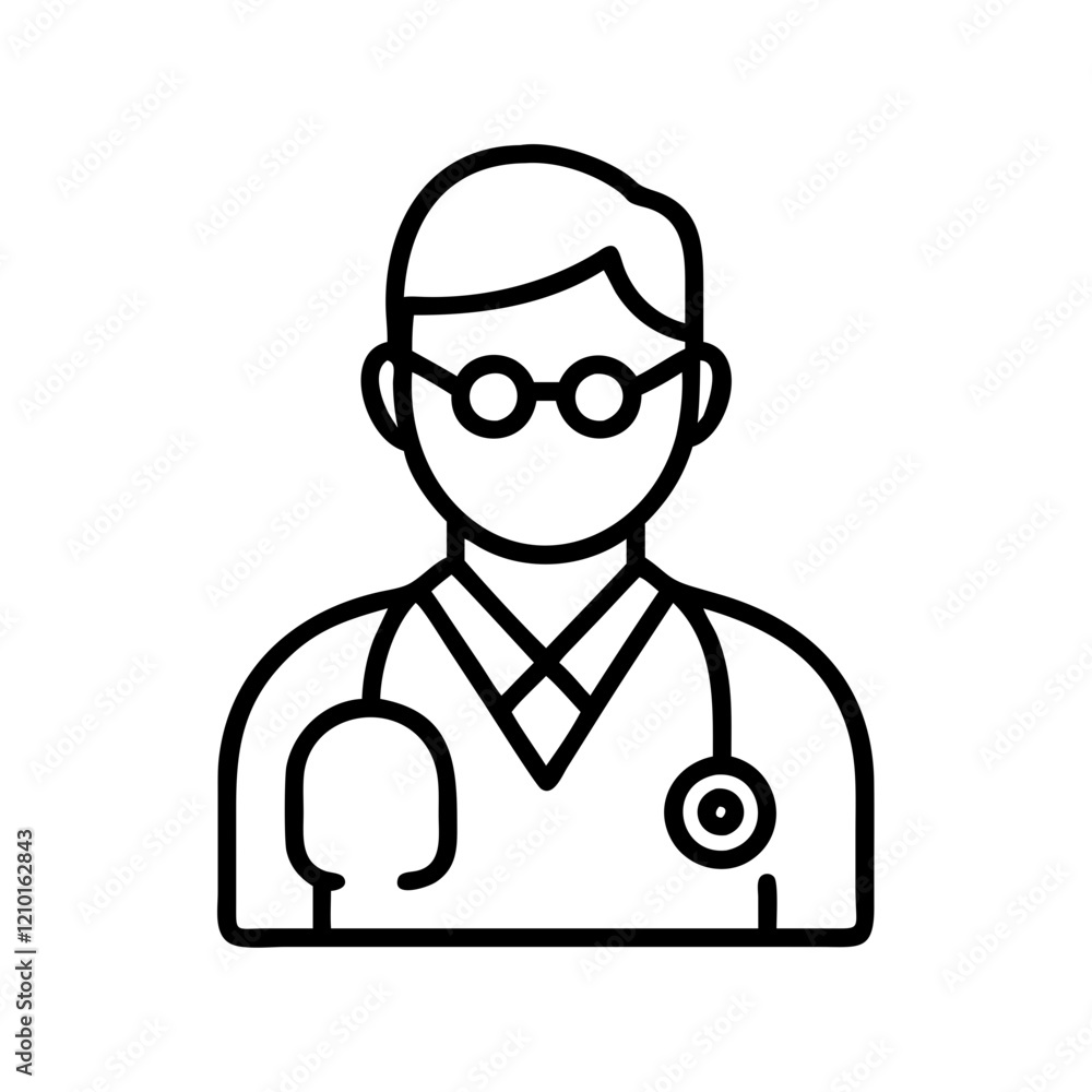 doctor with stethoscope icon, doctor with stethoscope line art - simple line art of doctor with stethoscope, perfect for doctor with stethoscope logos and icons doctor with stethoscope icon, doctor with stethoscope line art - simple line art of doctor with stethoscope, perfect for doctor with stethoscope logos and icons