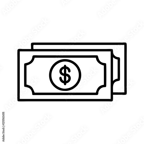 dollar bills icon, dollar bills line art - simple line art of dollar bills, perfect for dollar bills logos and icons