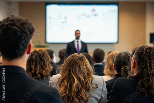 Wallpaper Mural Business presentation with attendees listening attentively to a speaker in a conference room. Torontodigital.ca