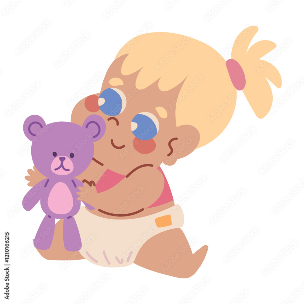 Obraz premium baby playing with teddy bear toy