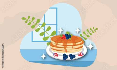 Pancake day, pancake served on plat illustrations