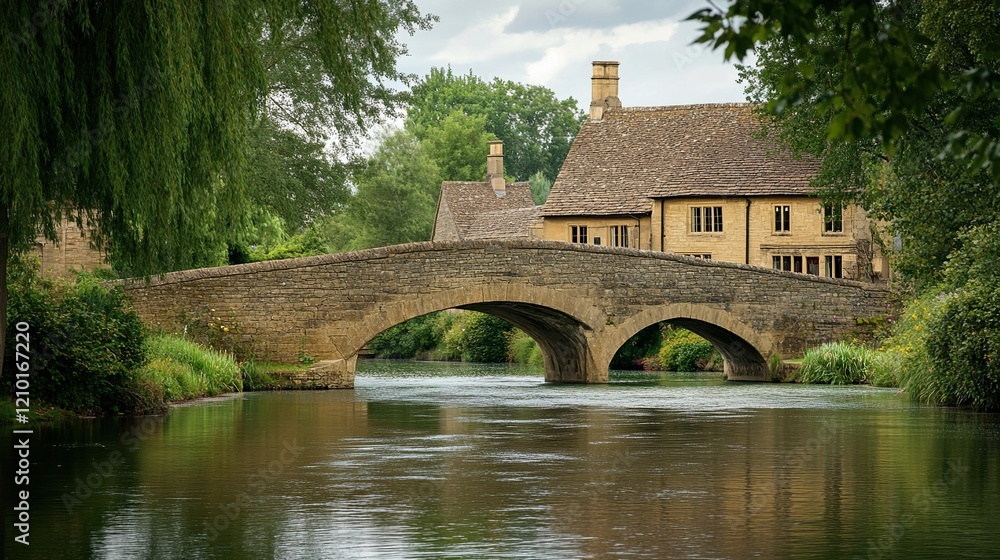 A historic stone bridge spanning a peaceful river, a fine example of classic architecture. A historic stone bridge spanning a peaceful river, a fine example of classic architecture.