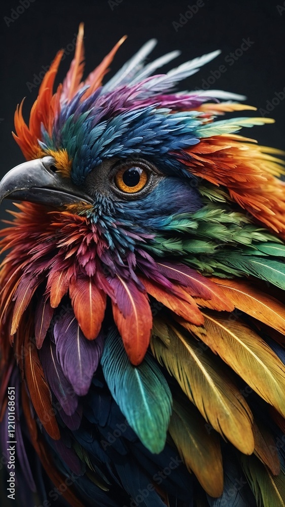 Obraz premium Close-Up of a Colorful Rainbow-Colored Bird