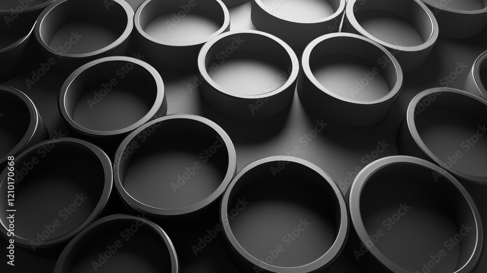 Abstract Black Circular Forms Interlocking Design Abstract Black Circular Forms Interlocking Design