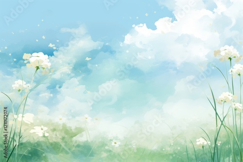 Grass and flowers sky outdoors blossom