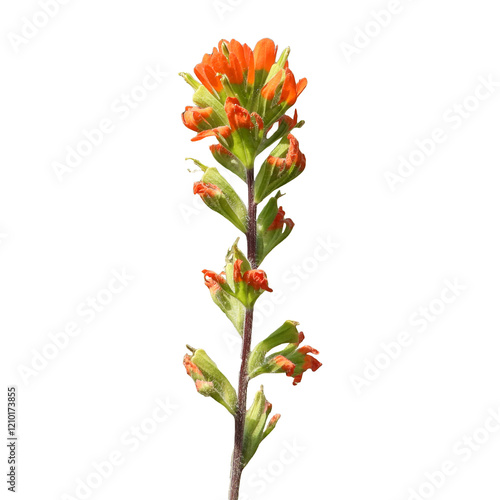 Castilleja coccinea - known as Indian Paintbrush and Scarlet Painted-cup - Native North American Prairie Wildflower isolated