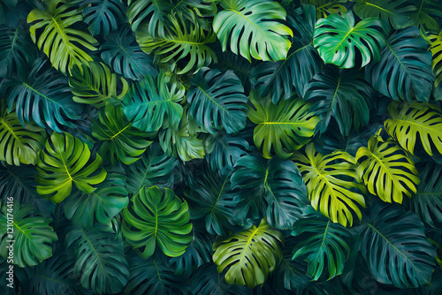 background with monstera leaves