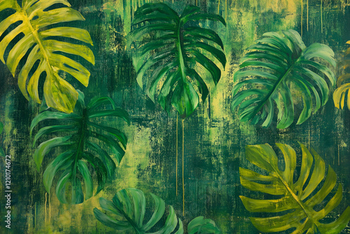 Green monstera foliage for a tropical design