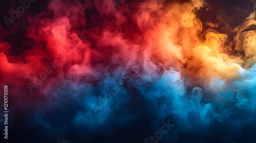 Wallpaper Mural Dramatic fog and swirling smoke in vivid red orange yellow and blue hues create a cinematic atmospheric and surreal background  This abstract and textured image evokes a sense of mystery intensity Torontodigital.ca