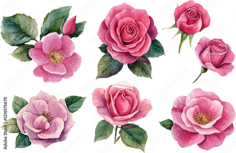 Naklejka premium set of pink roses