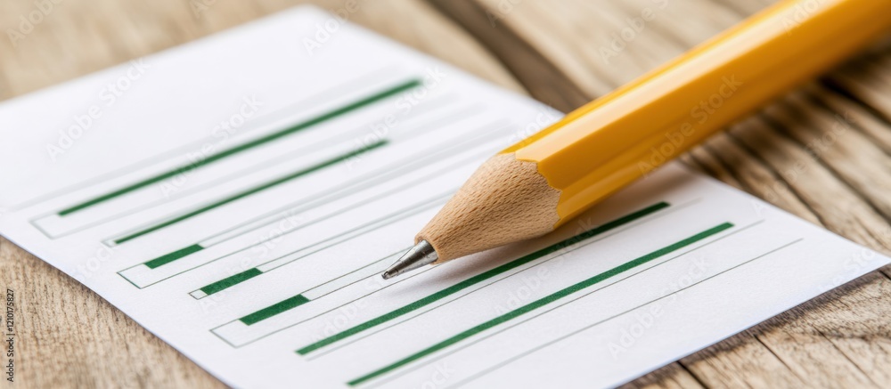 Pencil on Progress Bar Form on Wood Desk Pencil on Progress Bar Form on Wood Desk