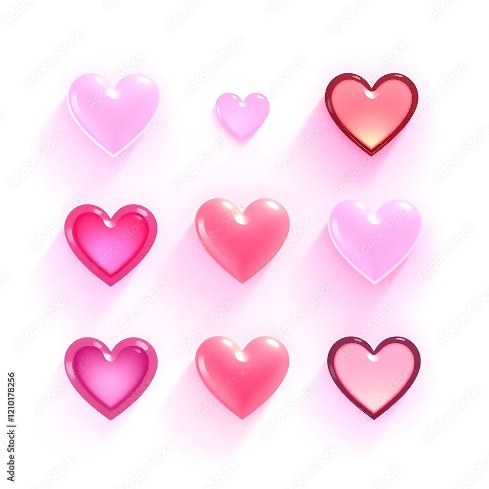 Romantic Heart Icons Collection Vector Design Set Romantic Heart Icons Collection Vector Design Set
