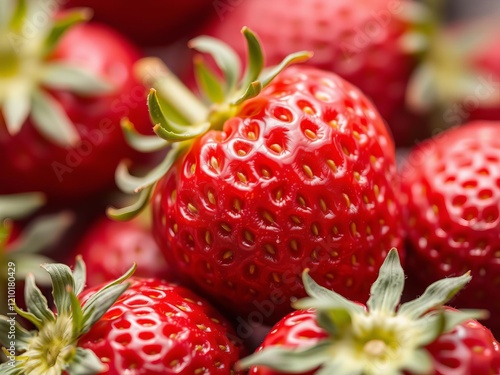 Ultra realistic close up of a fresh strawberry with visible seeds, ultra sharp and clear, stock photo, macro, fruit photo