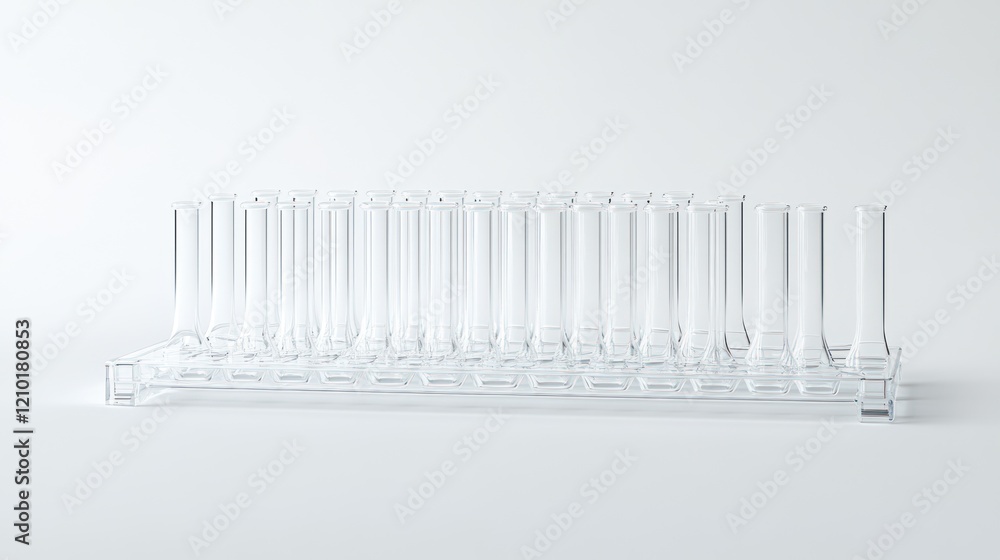 Lab test tubes rack, sterile, clear background, research Lab test tubes rack, sterile, clear background, research